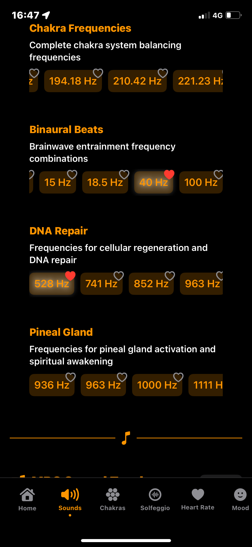 HzPro DNA repair frequency selection screen for Glenariff